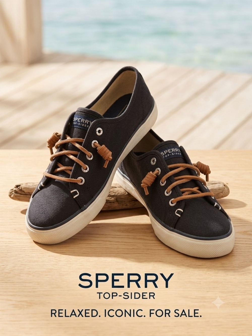 Sperry Woman's Black Canvas Lace-Up Sneakers